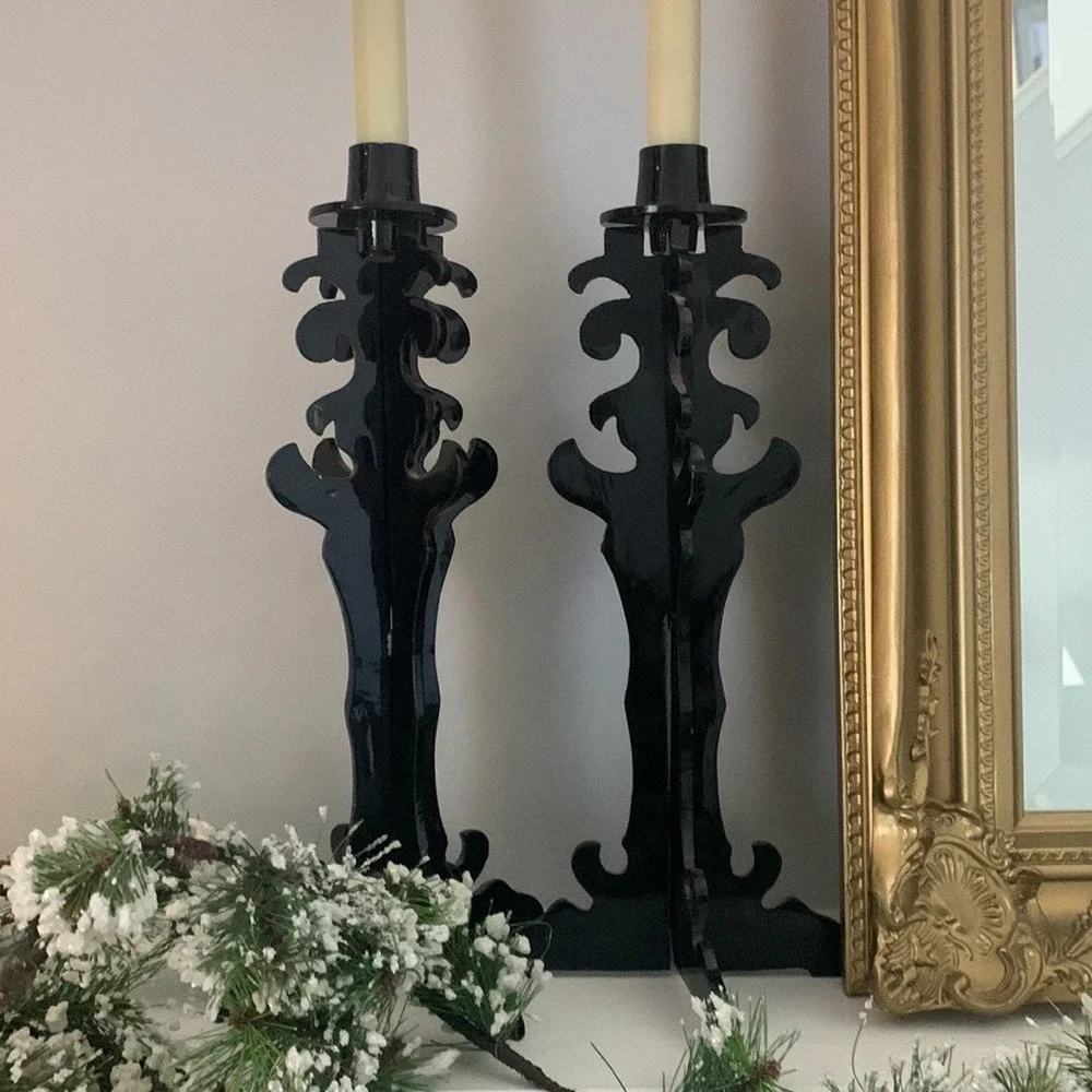 Midnight Black‎ single Candle Holder metal holidays home decor